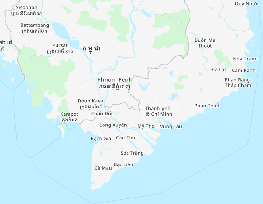 Map with Khmer text labels