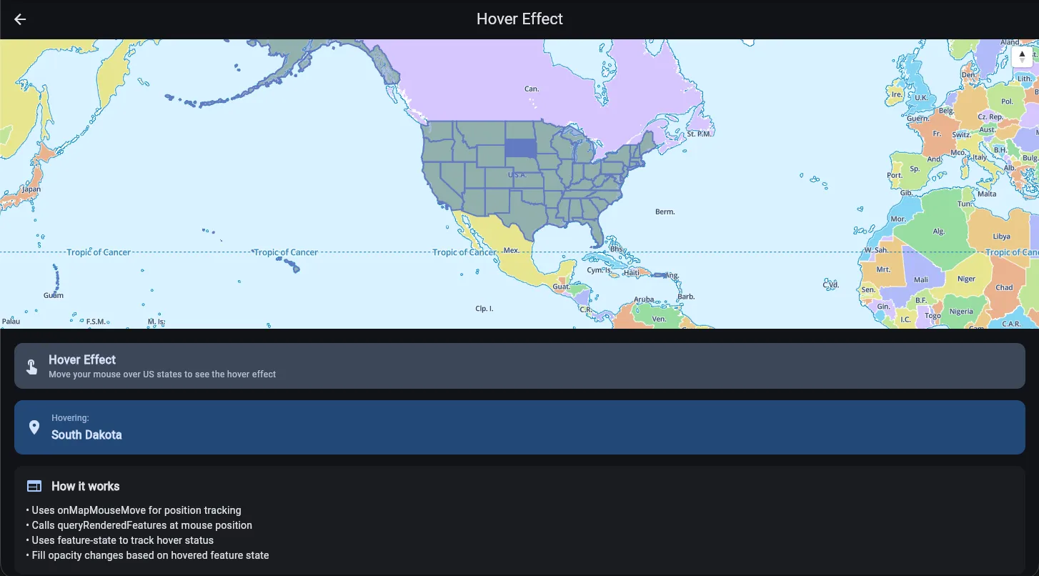 MapLibre Hover Effect Demo
