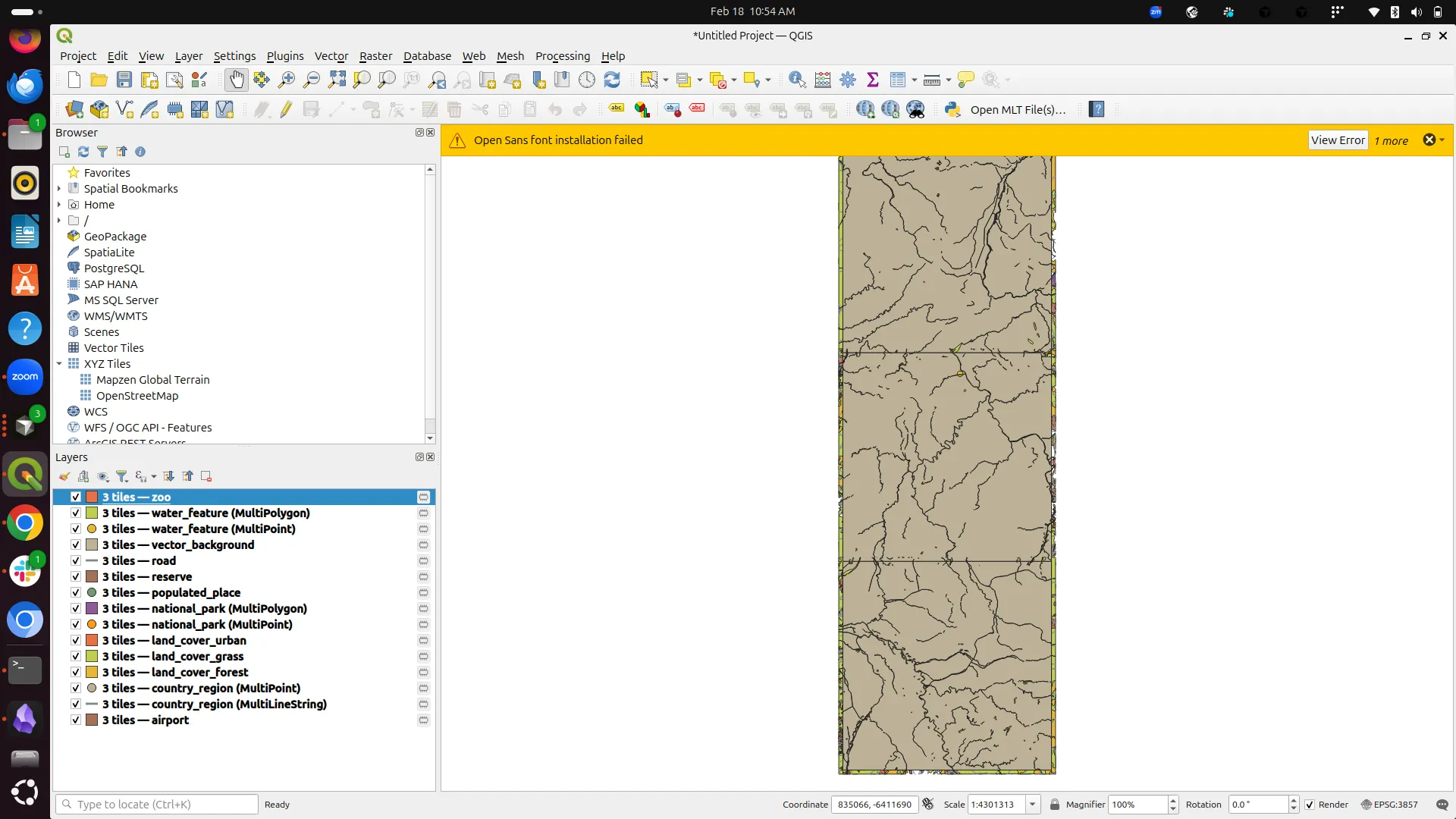 QGIS Desktop application showing MLT data integration