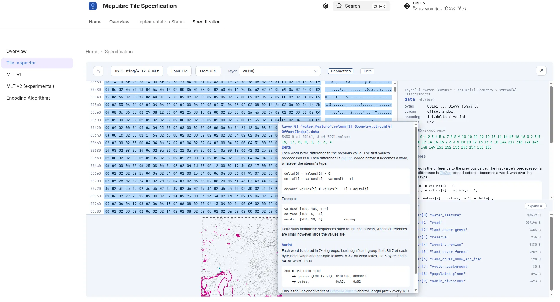MapLibre Tiles v2 Inspector