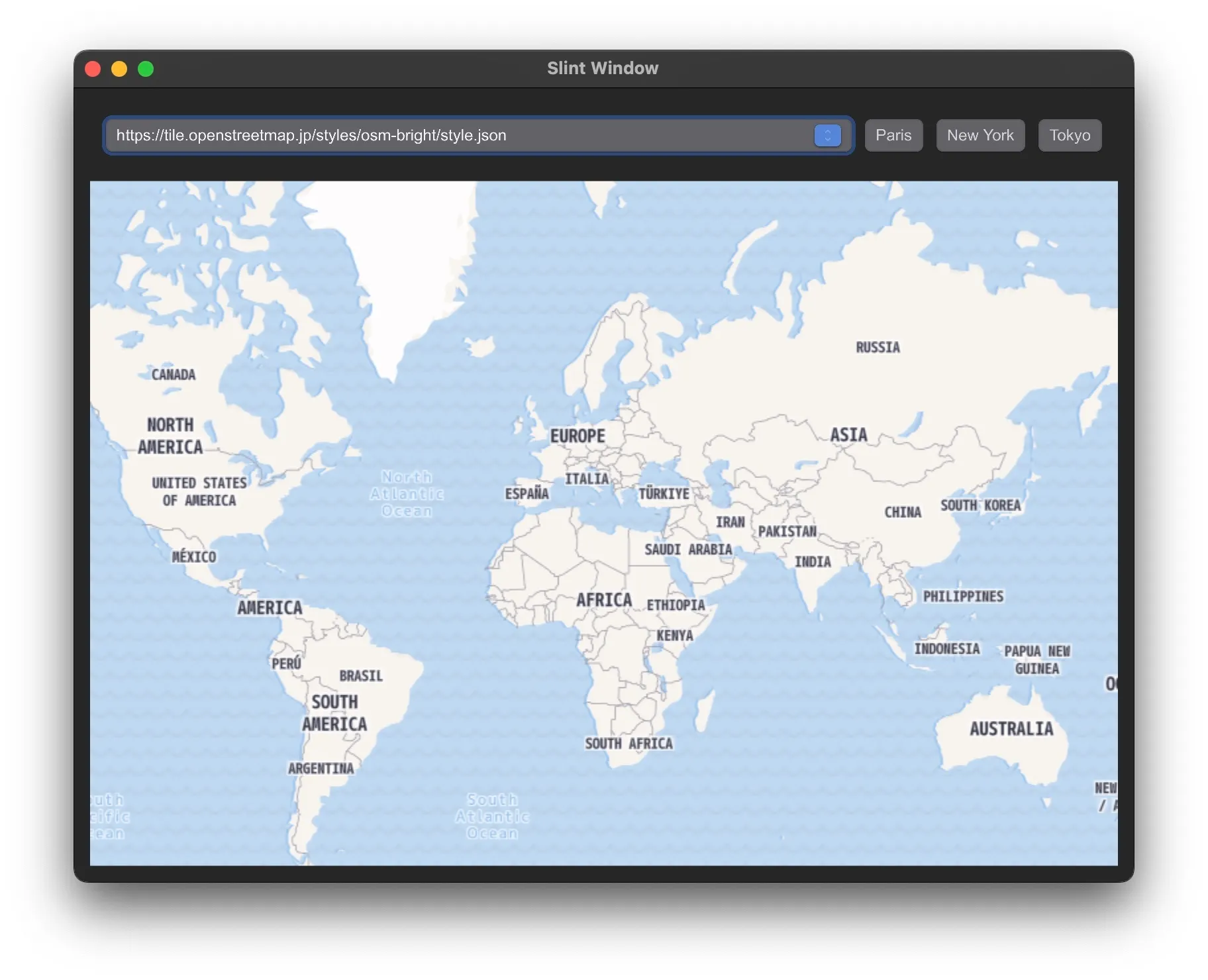 MapLibre Native Slint on macOS