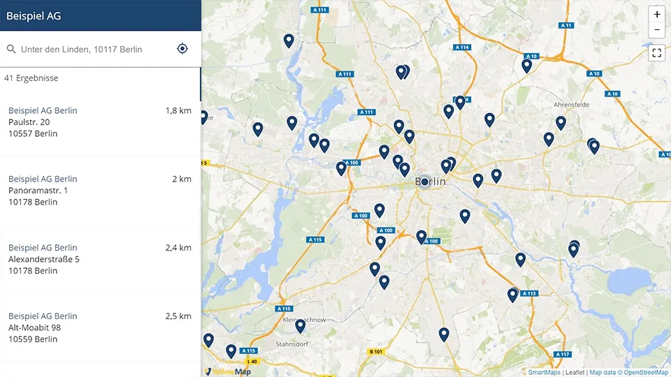 SmartMaps store locator example