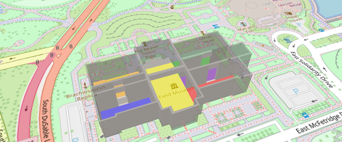 Create a 3D indoor map with the fill-extrude-height paint property.