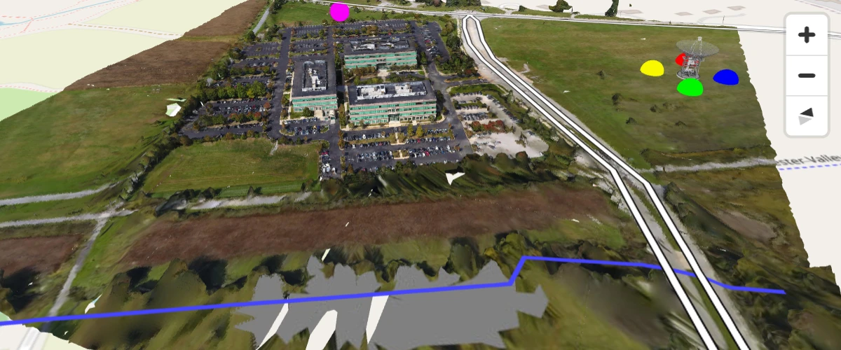 Use maplibre-gl-three to add 3D Tiles, 3D objects, and a 3D model to a map. maplibre-gl-three glues MapLibre, Three.js and 3d-tiles-renderer together.