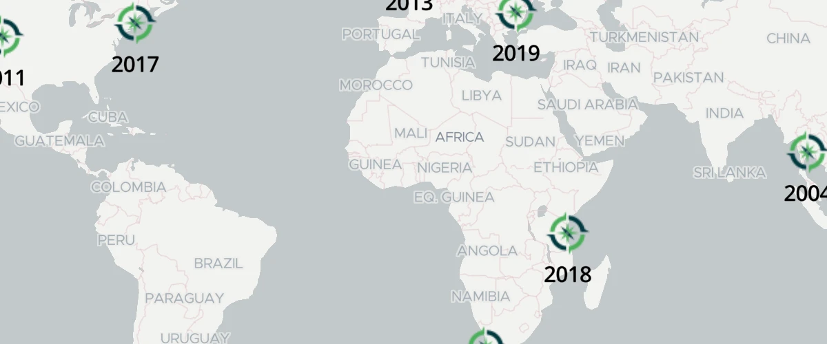 Draw points from a GeoJSON collection to a map.