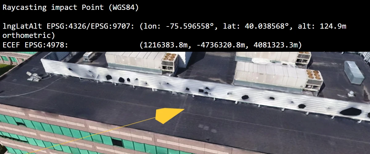 Use maplibre-gl-three to raycast against 3D Tiles and display the impact location.