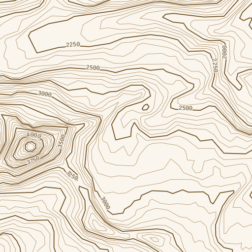 the contours traced from it, with major lines bolded and labelled with their elevation