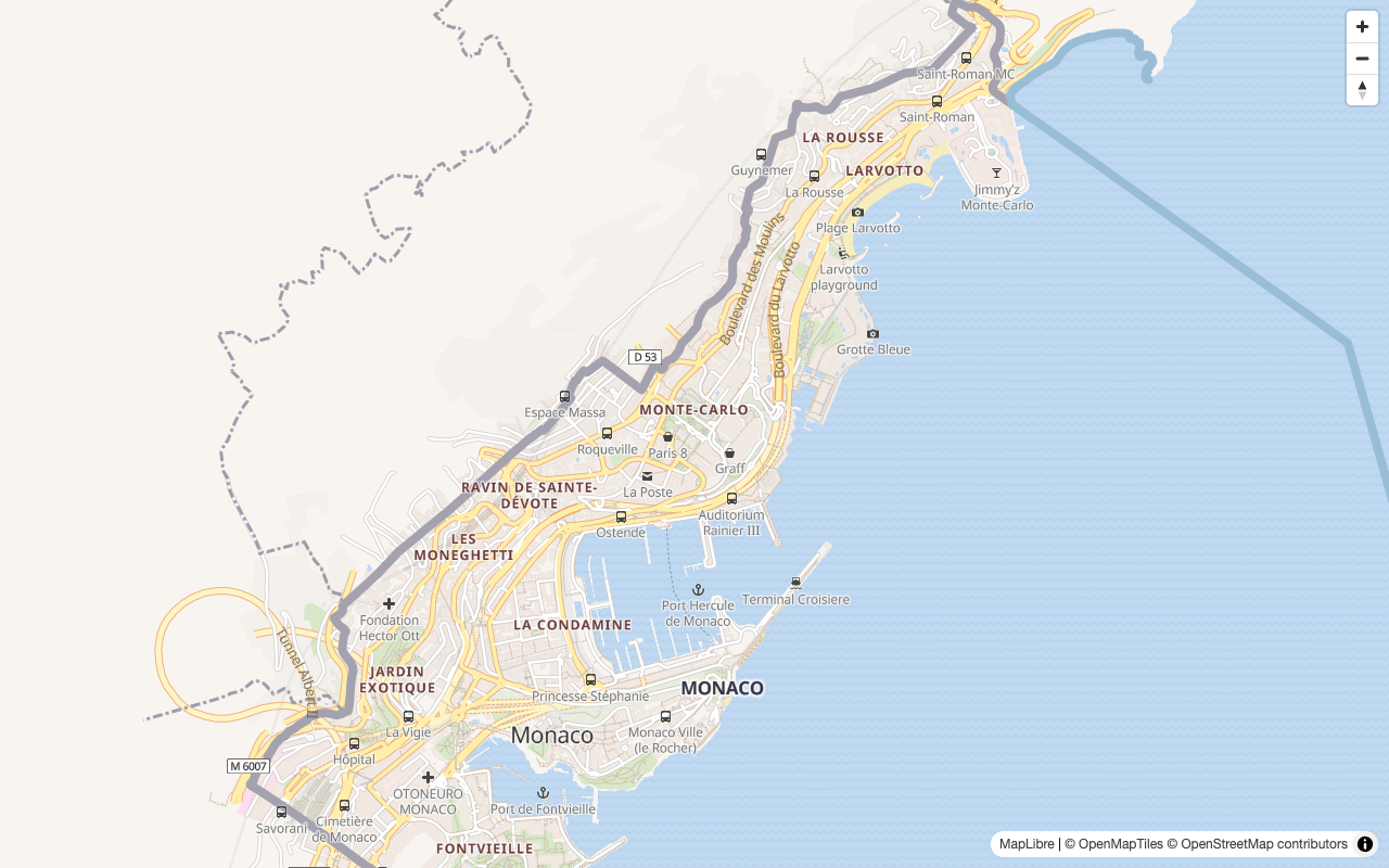 The finished self-hosted basemap of Monaco