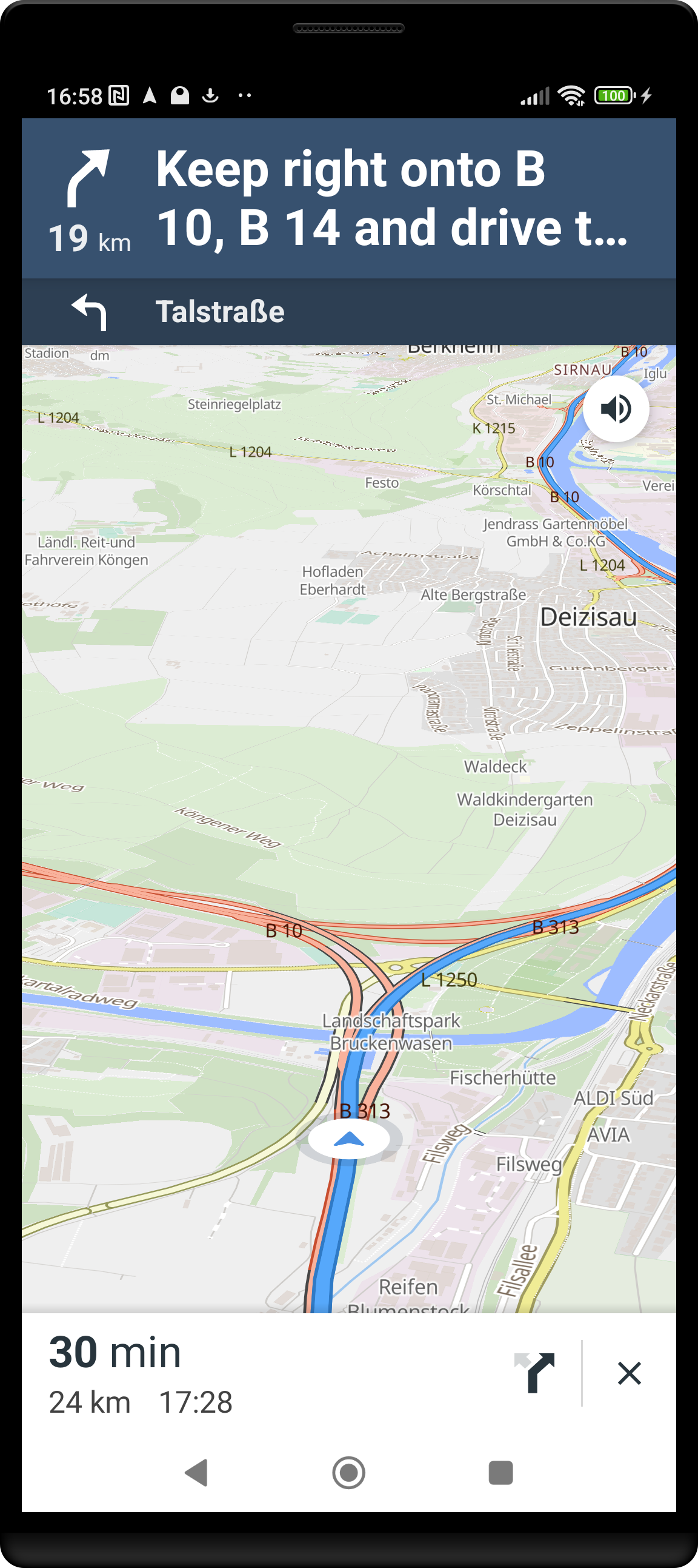 Screenshot of MapLibre Navigation V2